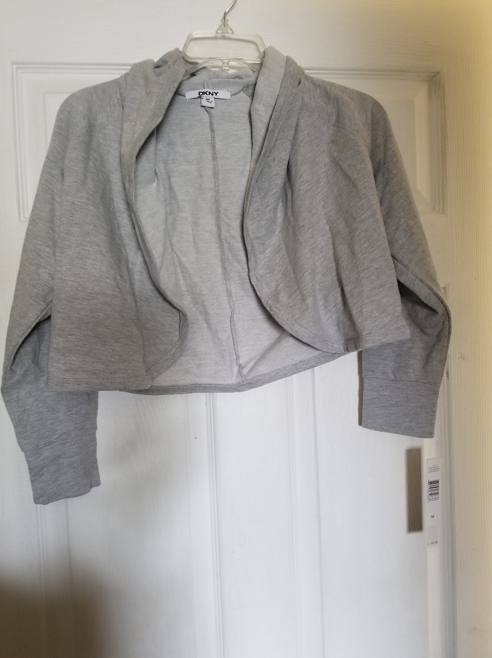 DKNY Girls' Light Gray Cropped Hooded Shrug Size M